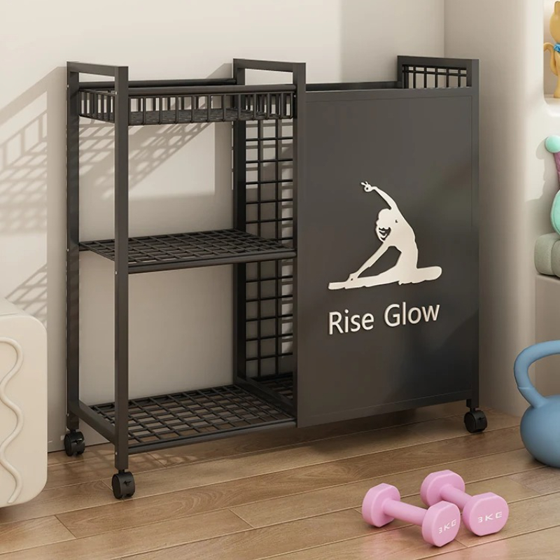 Sports Equipment Storage Rack - Mobile Fitness Cart with Wheels -