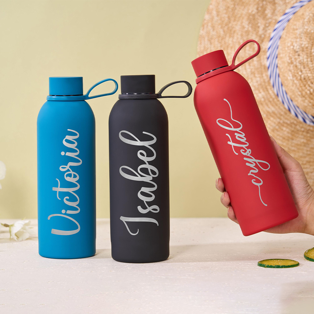 Sports Equipment With Names - Custom Cursive Name Engraved Stainless Steel