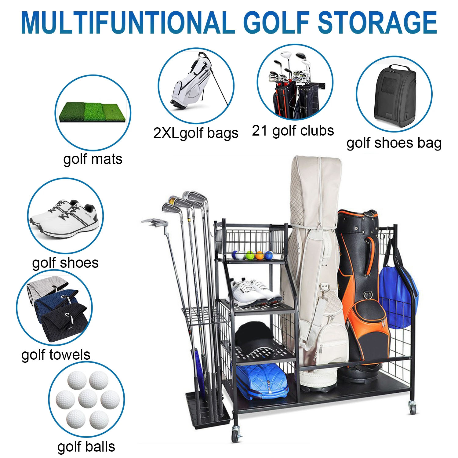 Golf Bag Storage Garage Organi - Sports Equipment Rack review and price
